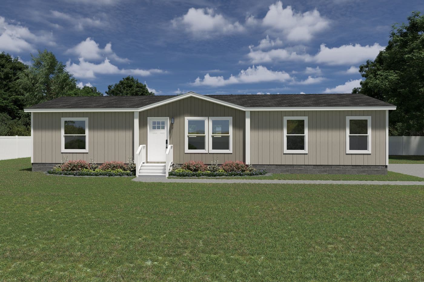The EXPLORER Exterior. This Manufactured Mobile Home features 3 bedrooms and 2 baths.