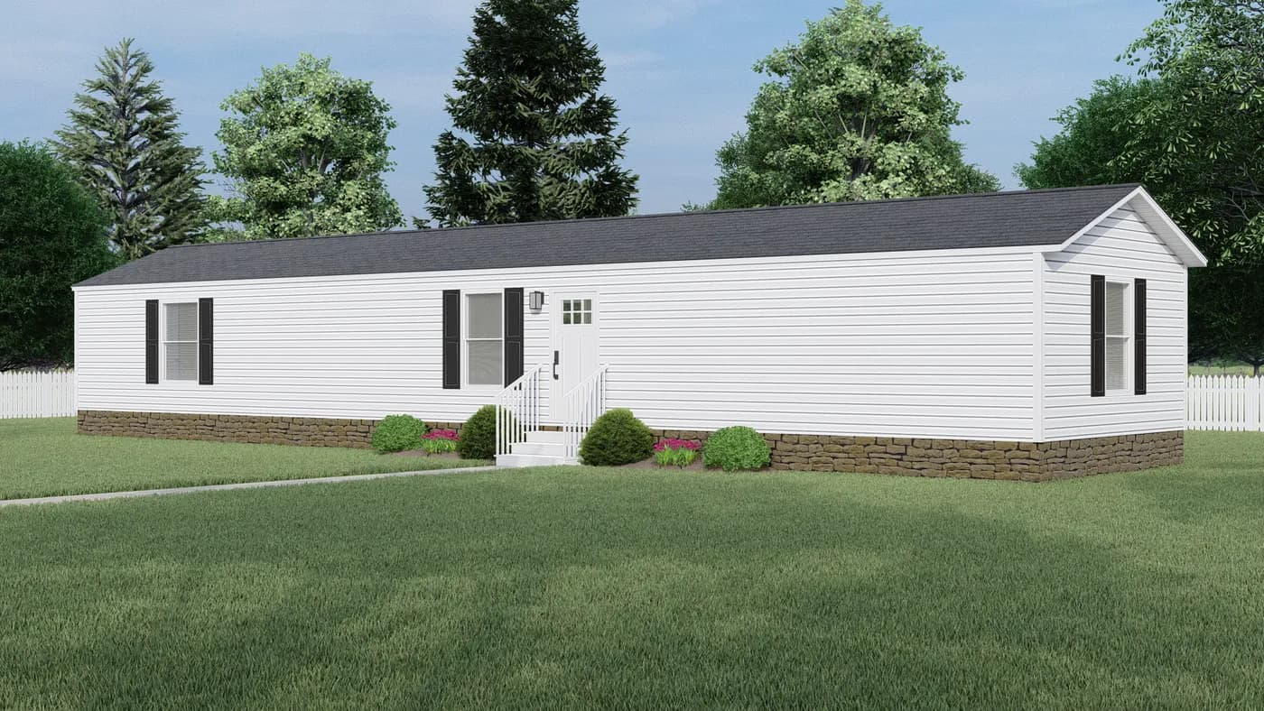 The CLARK Exterior. This Manufactured Mobile Home features 3 bedrooms and 2 baths.
