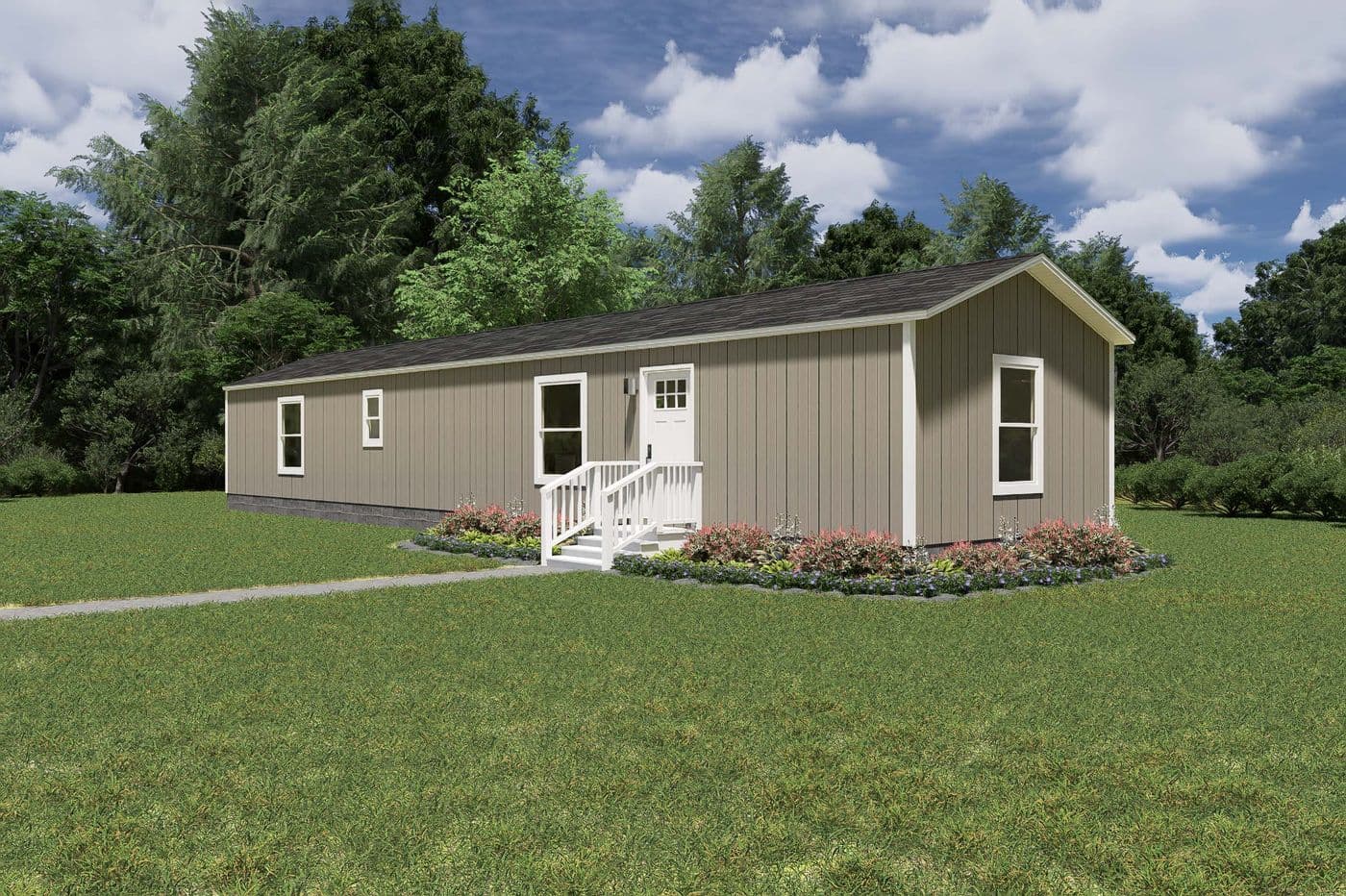 The TIDE Exterior. This Manufactured Mobile Home features 2 bedrooms and 2 baths.