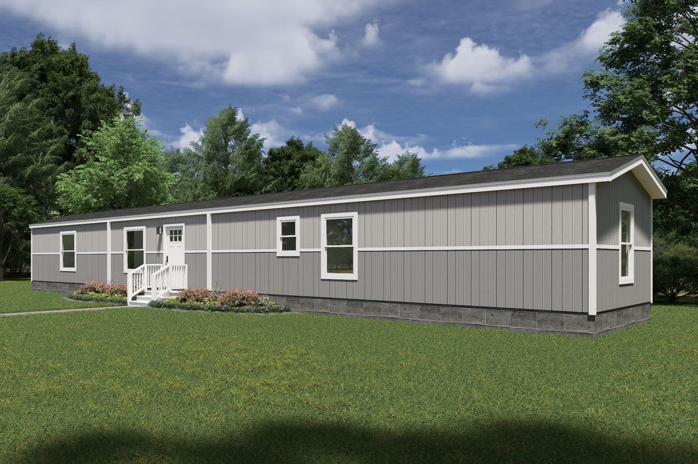 The VOYAGE Exterior. This Manufactured Mobile Home features 3 bedrooms and 2 baths.
