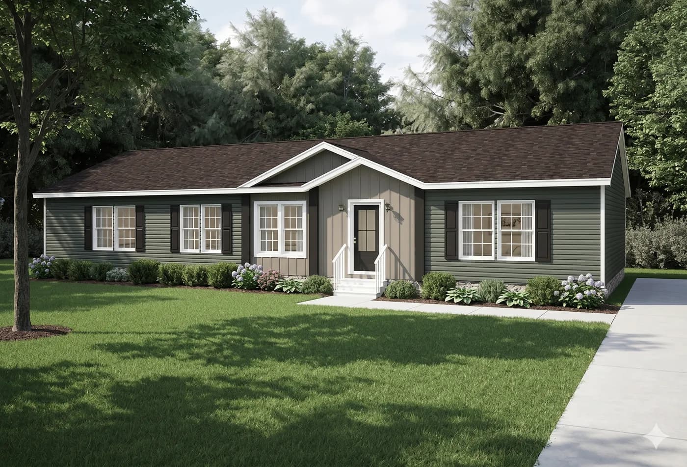 The 6401 THE BAYVIEW MOD Exterior. This Modular Home features 3 bedrooms and 2 baths.