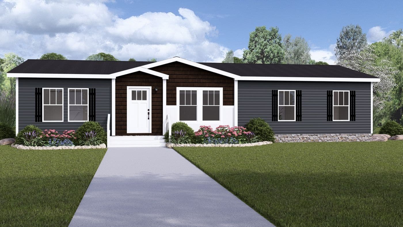 The BOUJEE 56 Exterior. This Manufactured Mobile Home features 3 bedrooms and 2 baths.