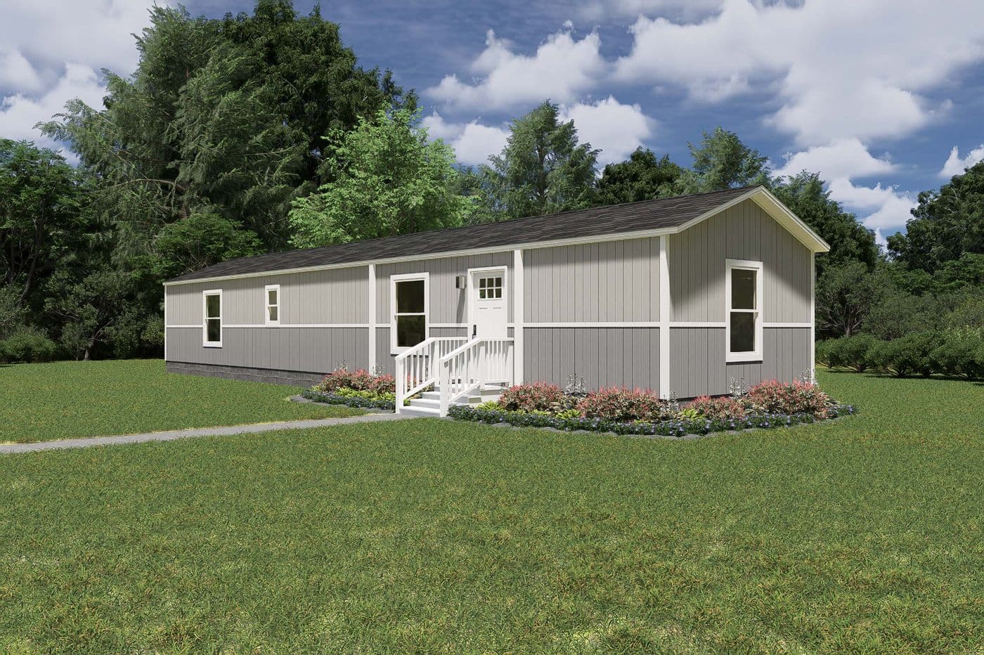 The TIDE Exterior. This Manufactured Mobile Home features 2 bedrooms and 2 baths.