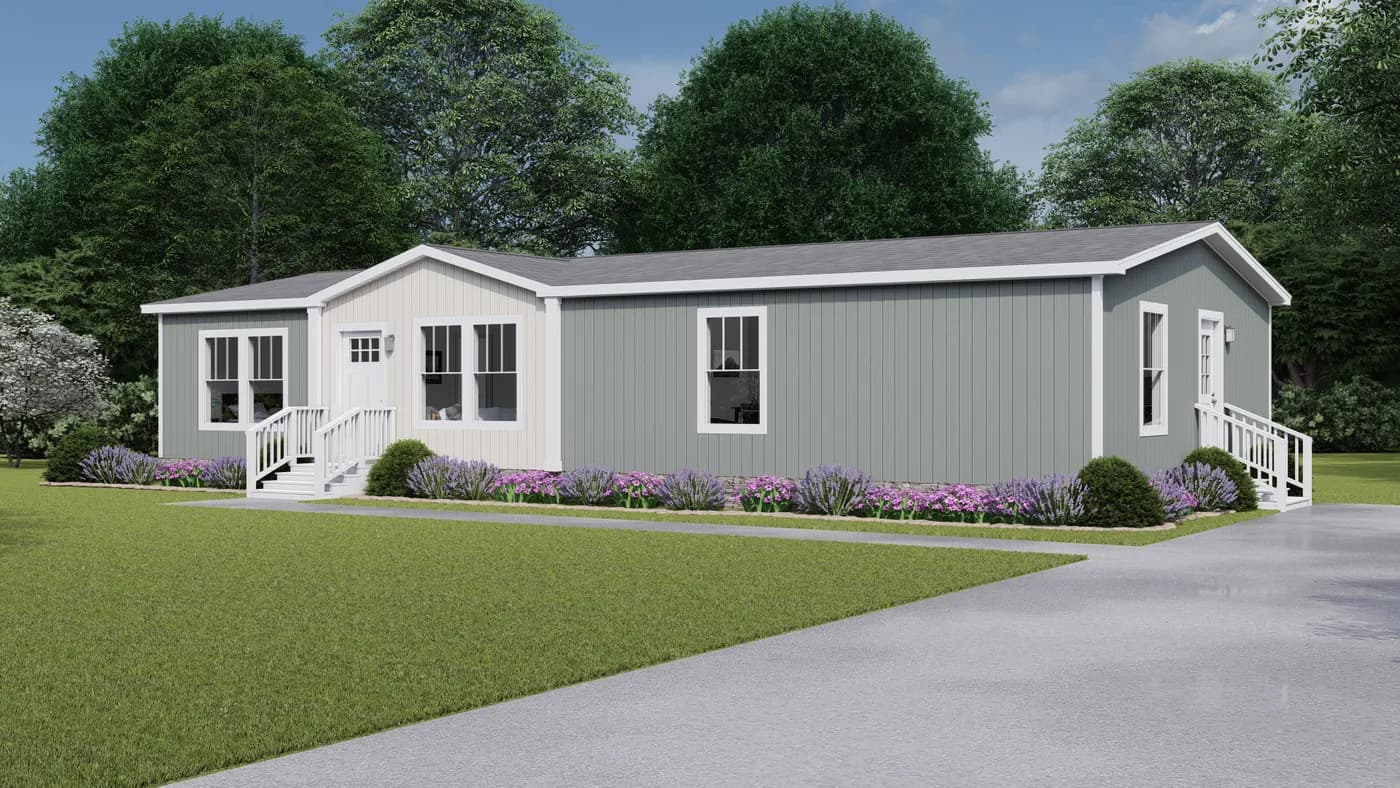 The SHOUT Exterior. This Manufactured Mobile Home features 3 bedrooms and 2 baths.