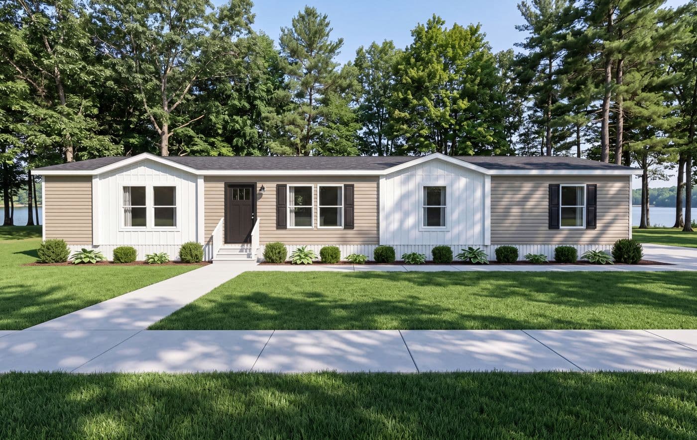 The SAPPHIRE Exterior. This Manufactured Mobile Home features 4 bedrooms and 2 baths.