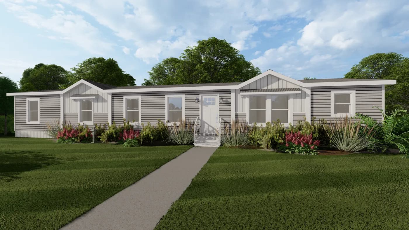 The FARMHOUSE BREEZE 72 Exterior. This Manufactured Mobile Home features 4 bedrooms and 2 baths.