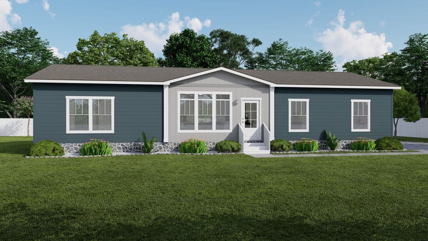 The THE SIERRA Exterior. This Manufactured Mobile Home features 4 bedrooms and 2 baths.
