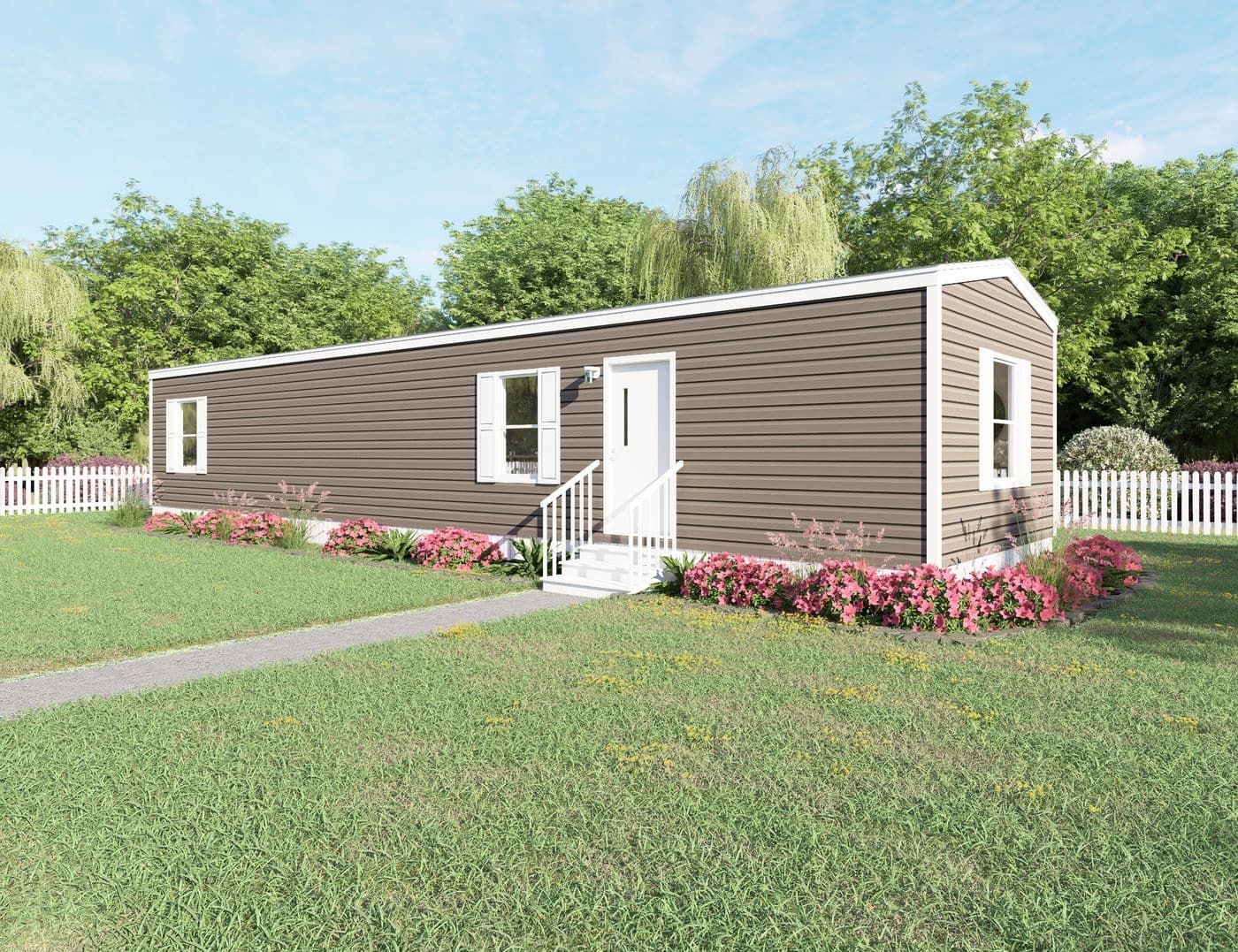 The ELM Exterior. This Manufactured Mobile Home features 2 bedrooms and 1 bath.