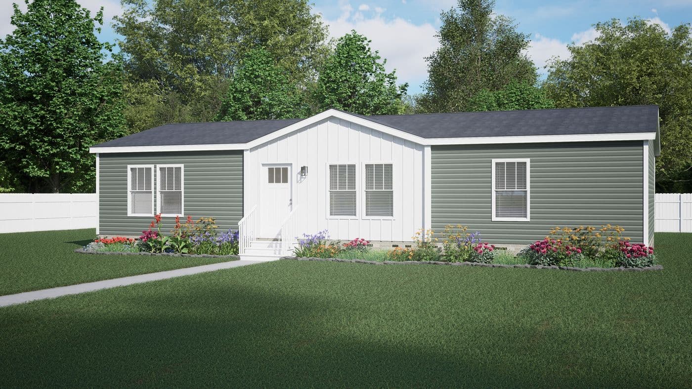 The 3025 "SAPONA" 5228 Exterior. This Manufactured Mobile Home features 3 bedrooms and 2 baths.