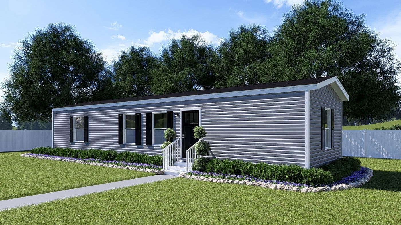 The SPIRIT Exterior. This Manufactured Mobile Home features 2 bedrooms and 2 baths.