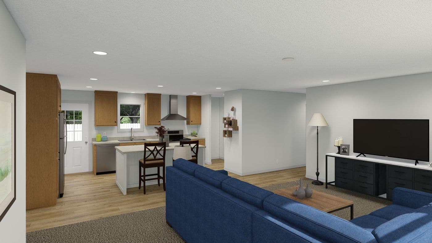 The 2003 ROCKET MAN 66X28 MOD Exterior. This Modular Home features 3 bedrooms and 2 baths.