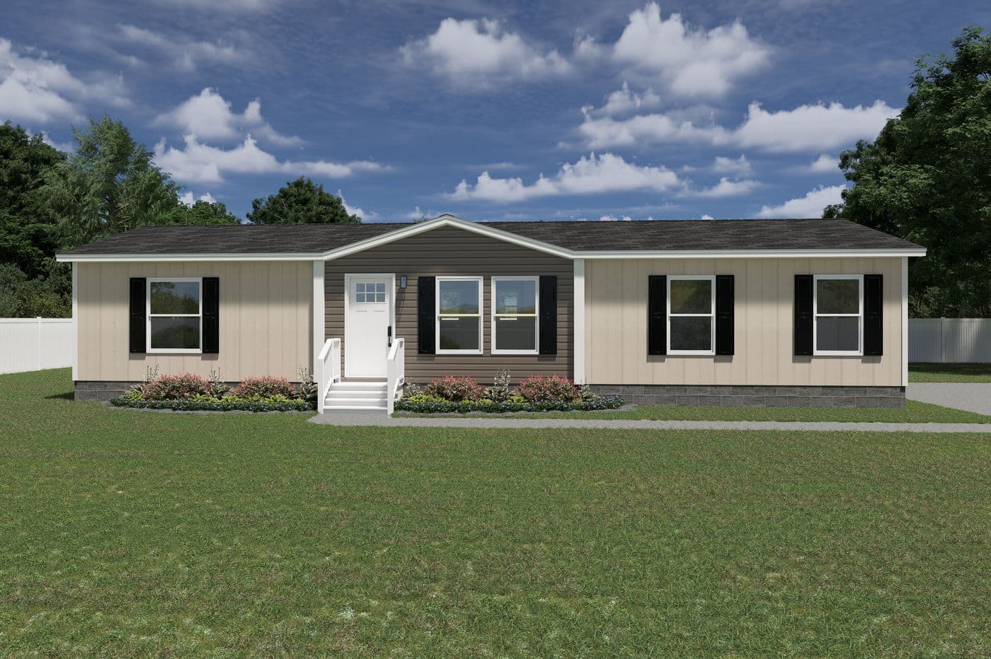 The EXPLORER Exterior. This Manufactured Mobile Home features 3 bedrooms and 2 baths.