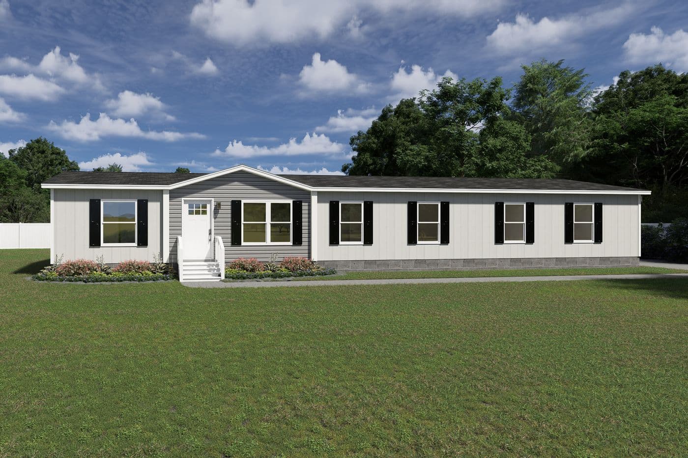 The SNOWCAP Exterior. This Manufactured Mobile Home features 4 bedrooms and 2.5 baths.