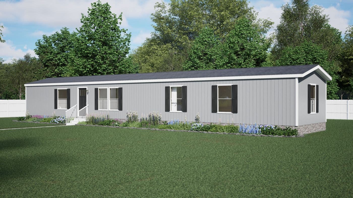 The RALLY Exterior. This Manufactured Mobile Home features 3 bedrooms and 2 baths.