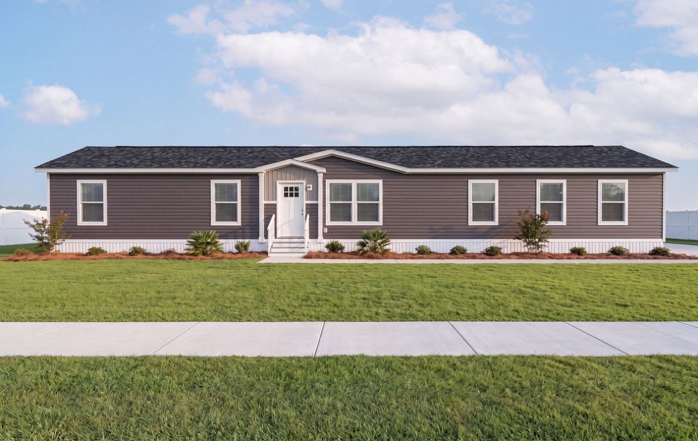 The THE FUSION 32H Exterior. This Manufactured Mobile Home features 5 bedrooms and 3 baths.