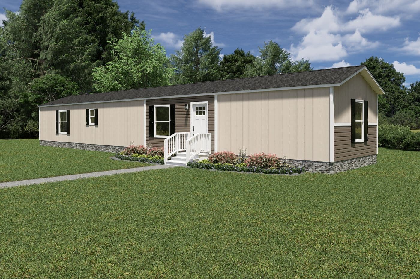 The MARINER Exterior. This Manufactured Mobile Home features 3 bedrooms and 2 baths.