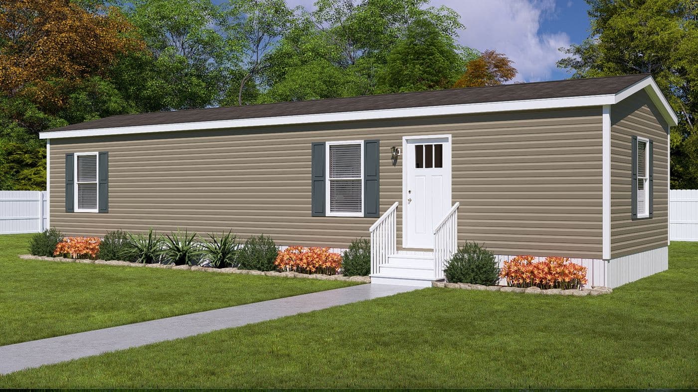 The BLAZER 48 A Exterior. This Manufactured Mobile Home features 2 bedrooms and 1 bath.