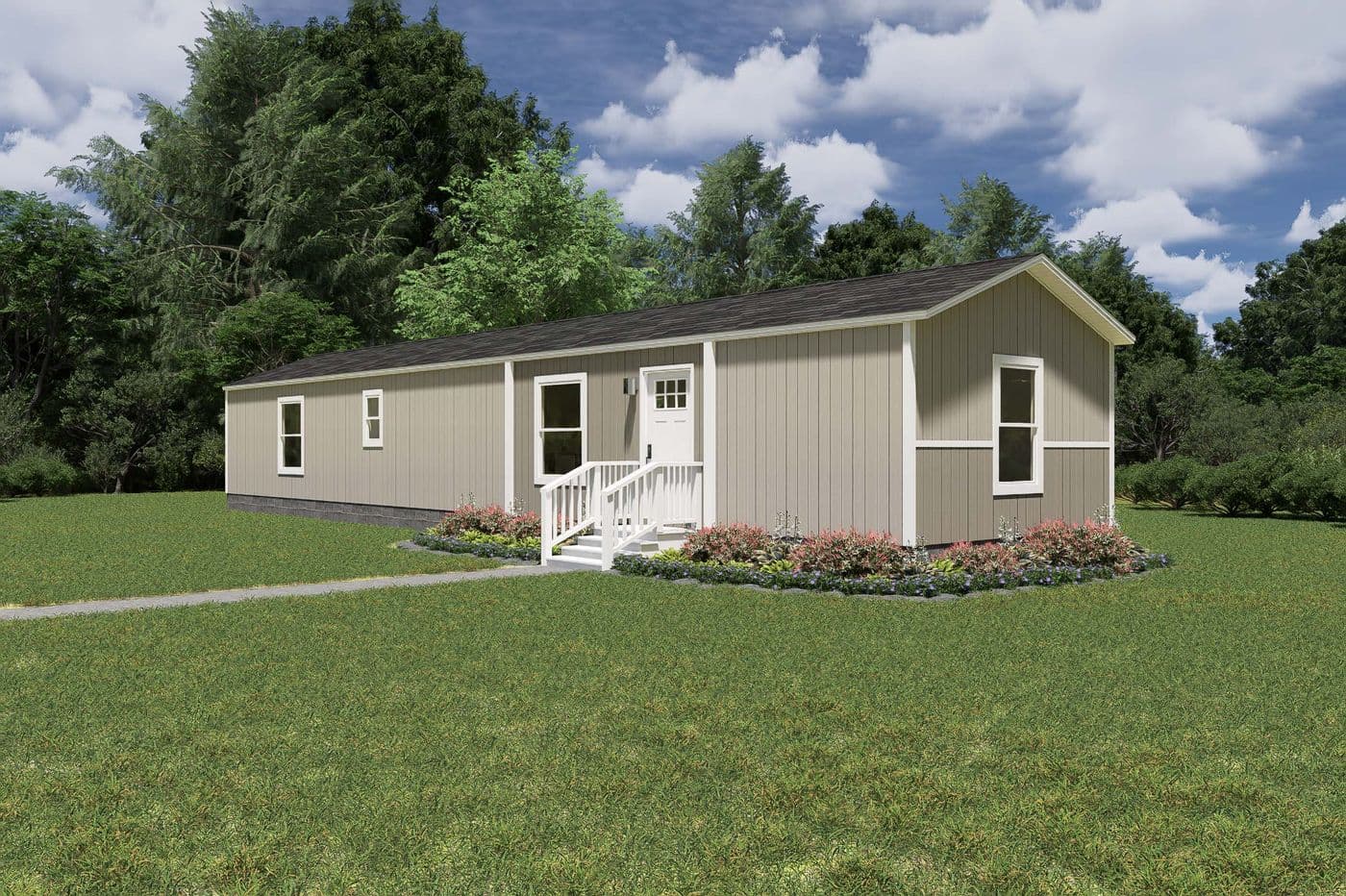 The TIDE Exterior. This Manufactured Mobile Home features 2 bedrooms and 2 baths.