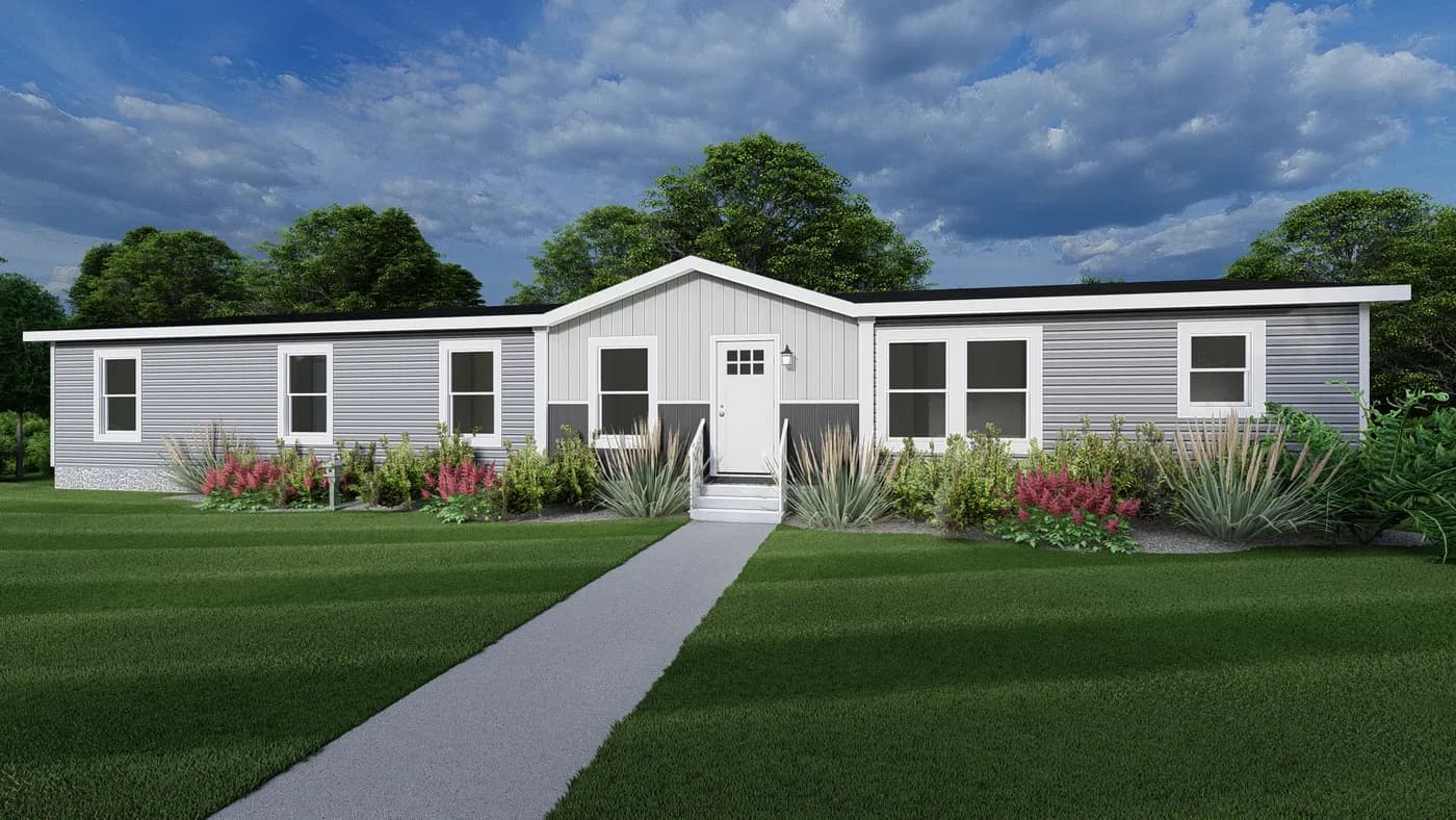 The BREEZE FARMHOUSE 72 Exterior. This Manufactured Mobile Home features 4 bedrooms and 2 baths.