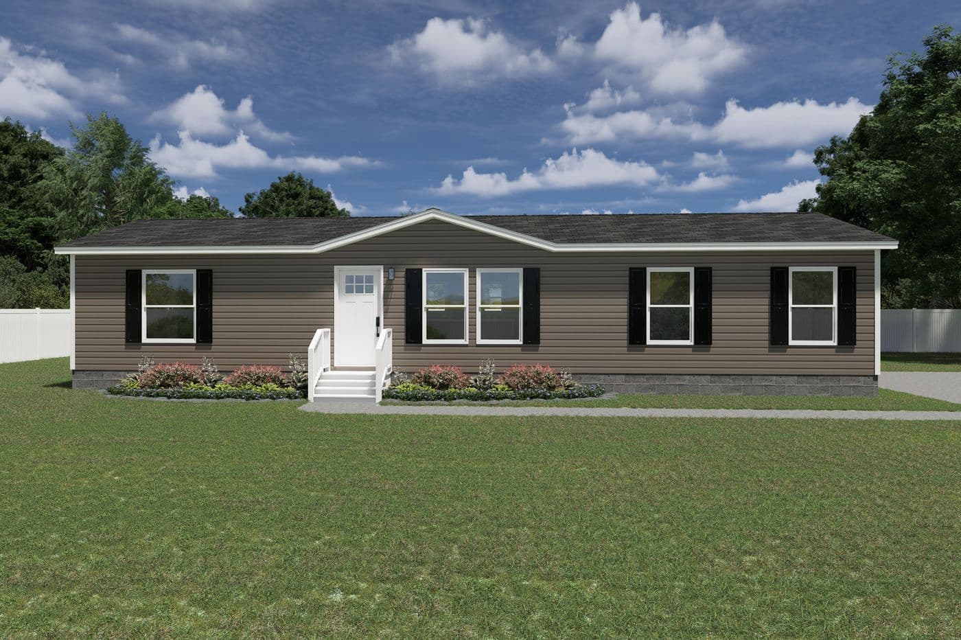 The EXPLORER Exterior. This Manufactured Mobile Home features 3 bedrooms and 2 baths.