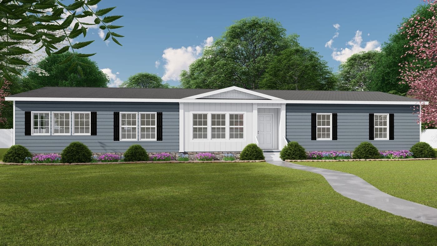 The 3458 HUD 76X32 CAROLINA RAELYN Exterior. This Manufactured Mobile Home features 4 bedrooms and 3 baths.