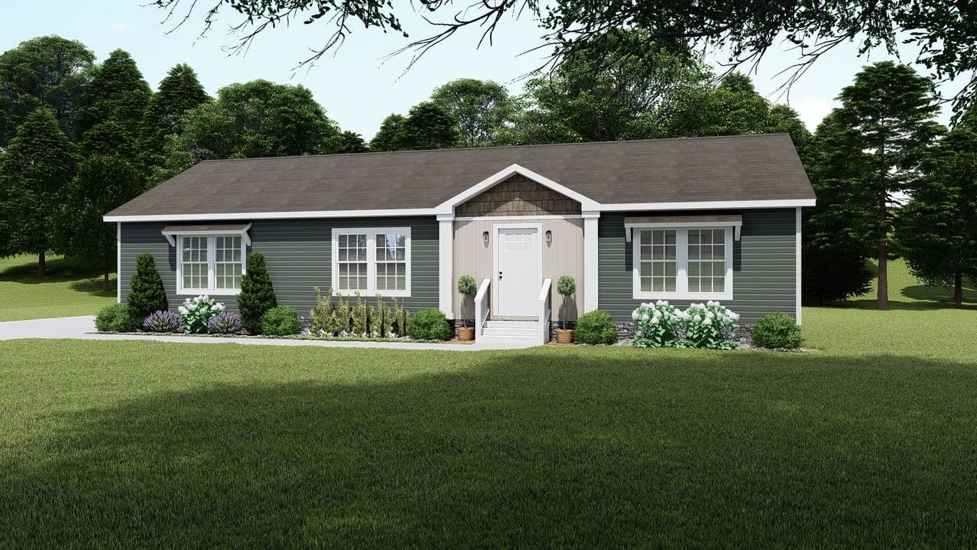 The 1439 CAROLINA "MAGNOLIA" Exterior. This Manufactured Mobile Home features 3 bedrooms and 2 baths.