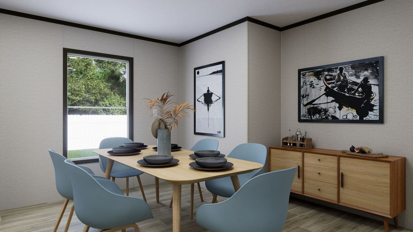 The PURPOSE Exterior. This Manufactured Mobile Home features 4 bedrooms and 2 baths.