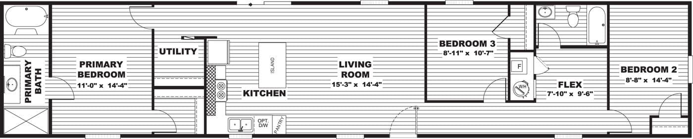 The BIRCH Exterior. This Manufactured Mobile Home features 3 bedrooms and 2 baths.