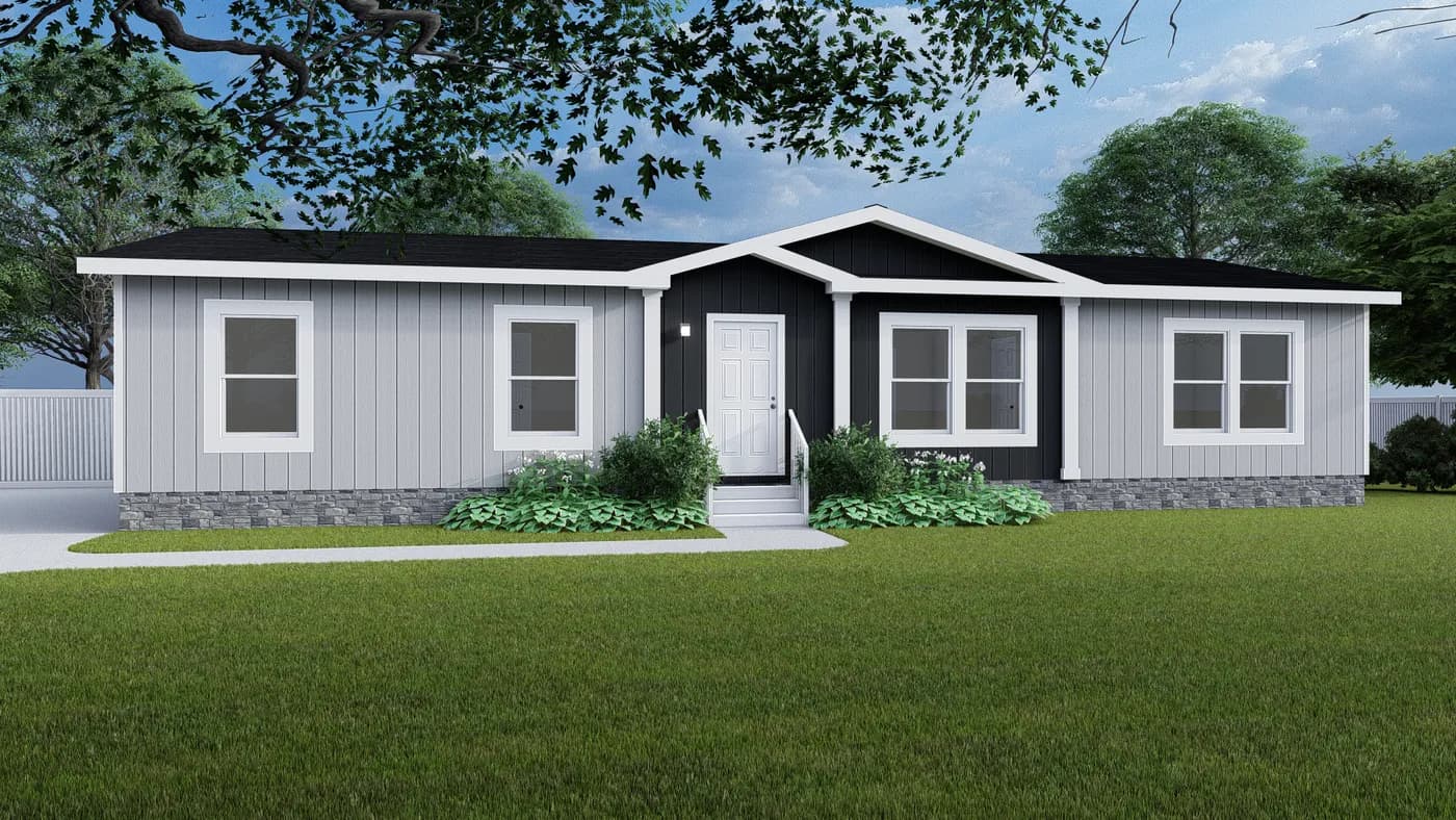 The PT 78 Exterior. This Manufactured Mobile Home features 3 bedrooms and 2 baths.
