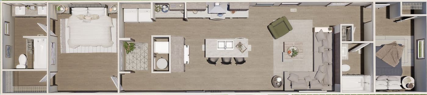 The TUSCANY Exterior. This Manufactured Mobile Home features 2 bedrooms and 2 baths.