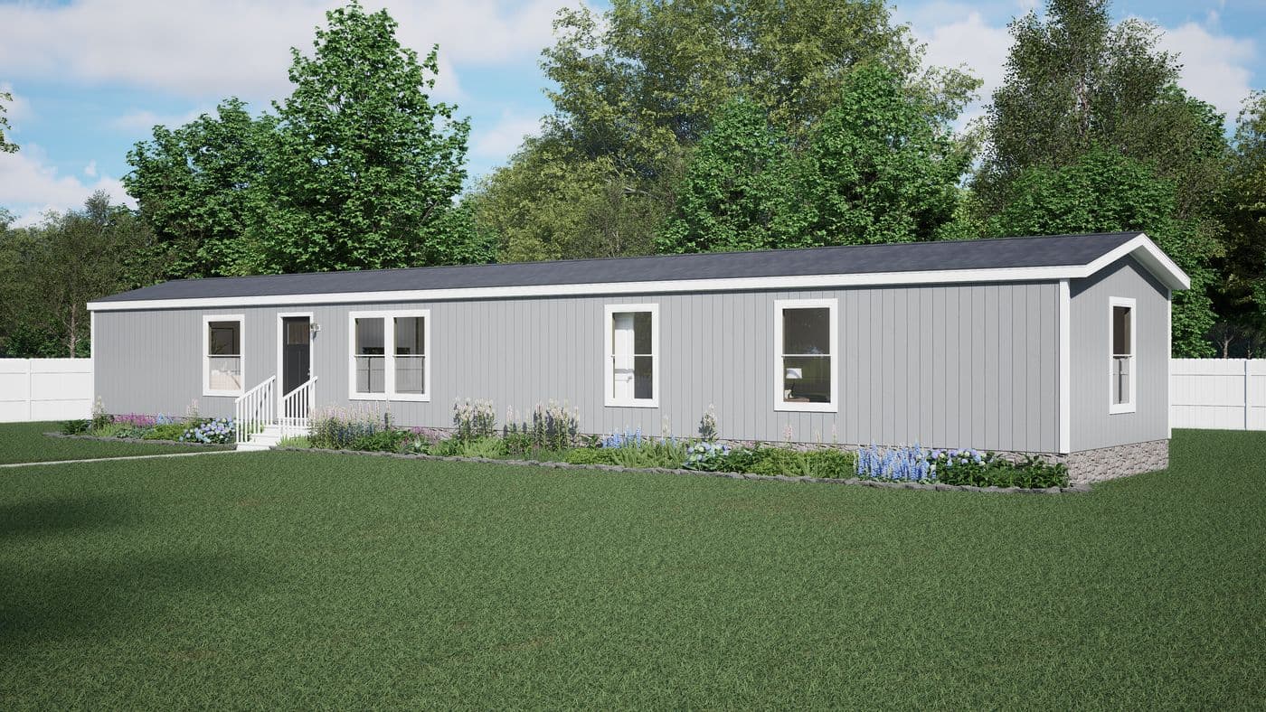 The RALLY Exterior. This Manufactured Mobile Home features 3 bedrooms and 2 baths.