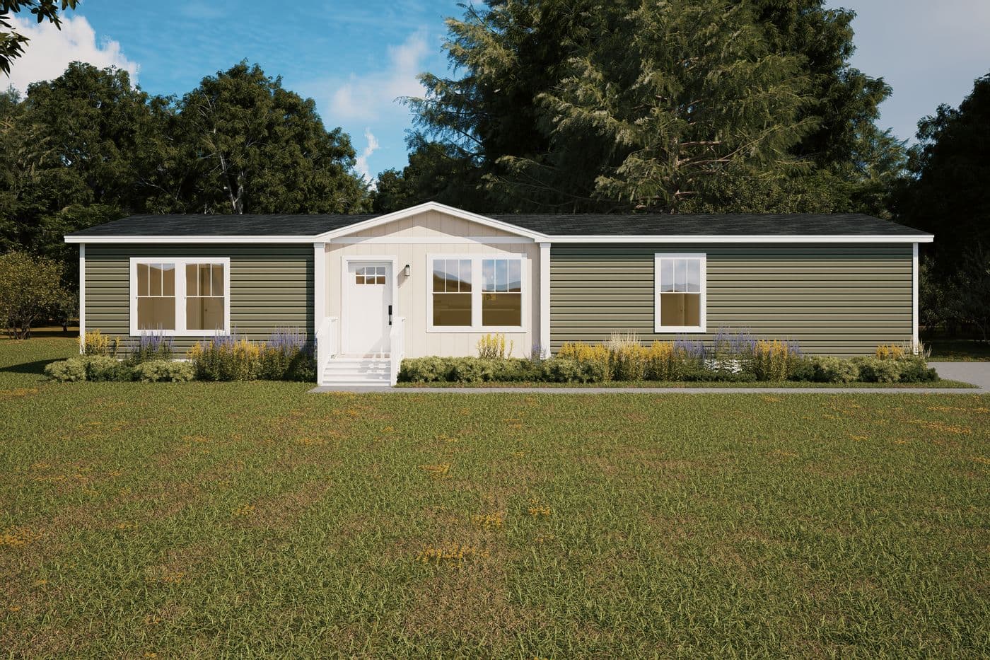 The CADENCE Exterior. This Manufactured Mobile Home features 4 bedrooms and 2 baths.