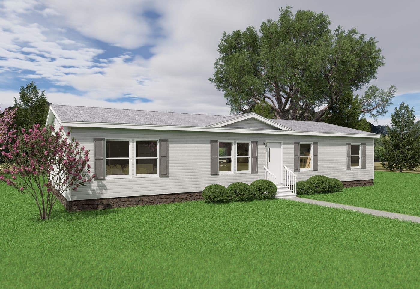 The CEDAR Exterior. This Manufactured Mobile Home features 3 bedrooms and 2 baths.
