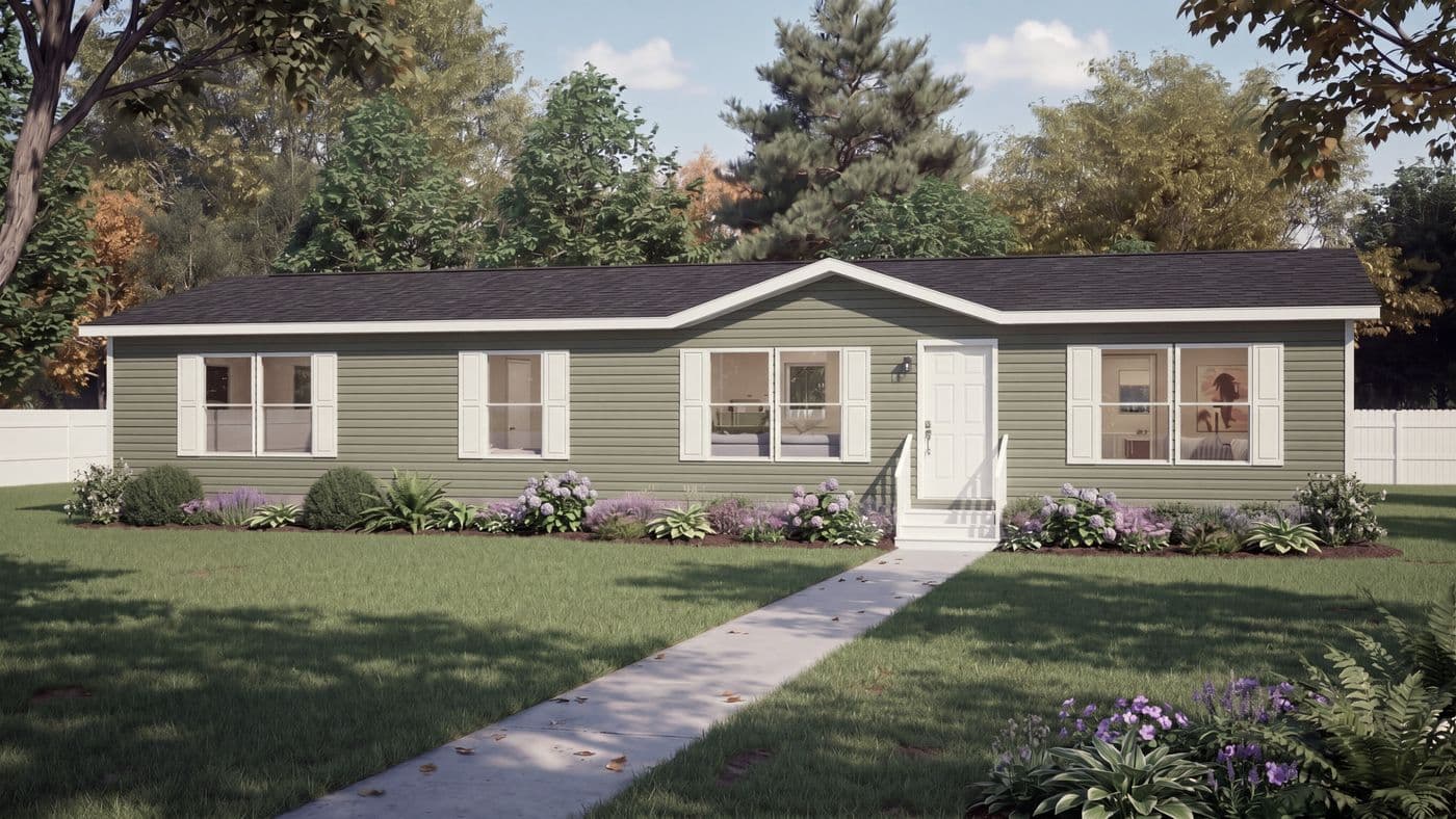 The THE MOUNTAINEER 60 Exterior. This Manufactured Mobile Home features 3 bedrooms and 2 baths.