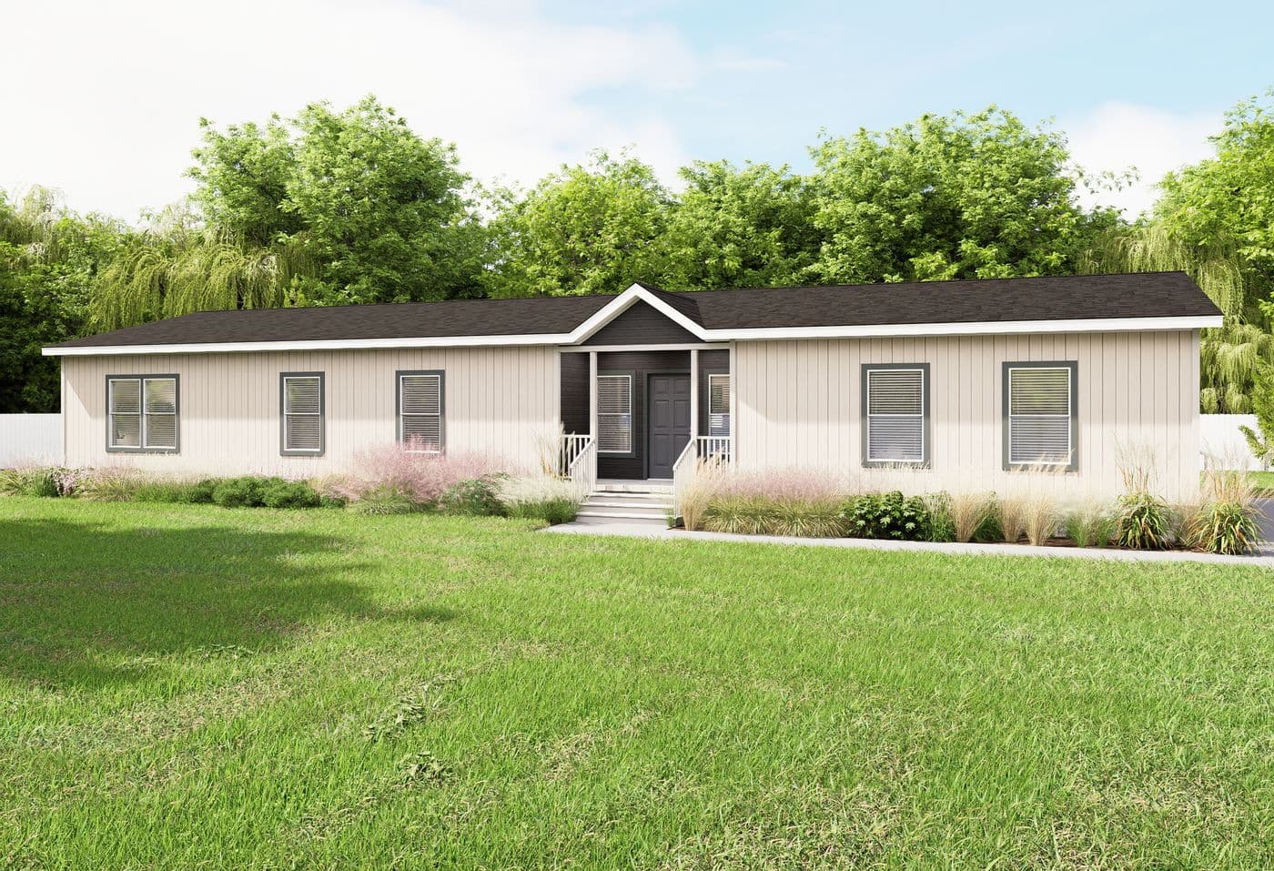 The ING763G PALM Exterior. This Manufactured Mobile Home features 3 bedrooms and 2 baths.
