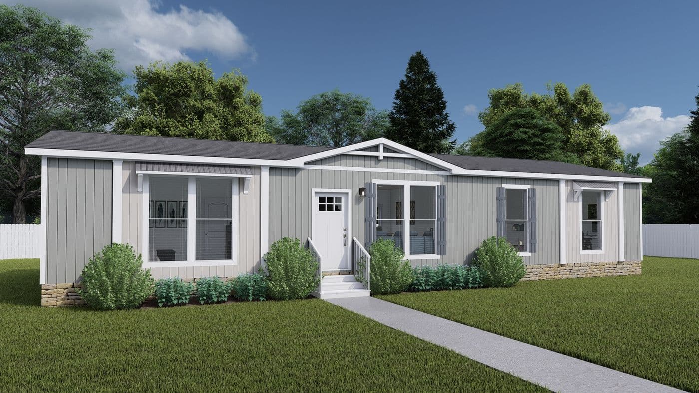 The HRR-2860-4C           ZEPPELIN Exterior. This Manufactured Mobile Home features 4 bedrooms and 2 baths.