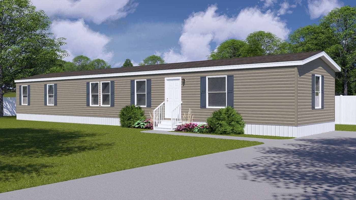 The PLATINUM ANNIVERSARY Exterior. This Manufactured Mobile Home features 3 bedrooms and 2 baths.