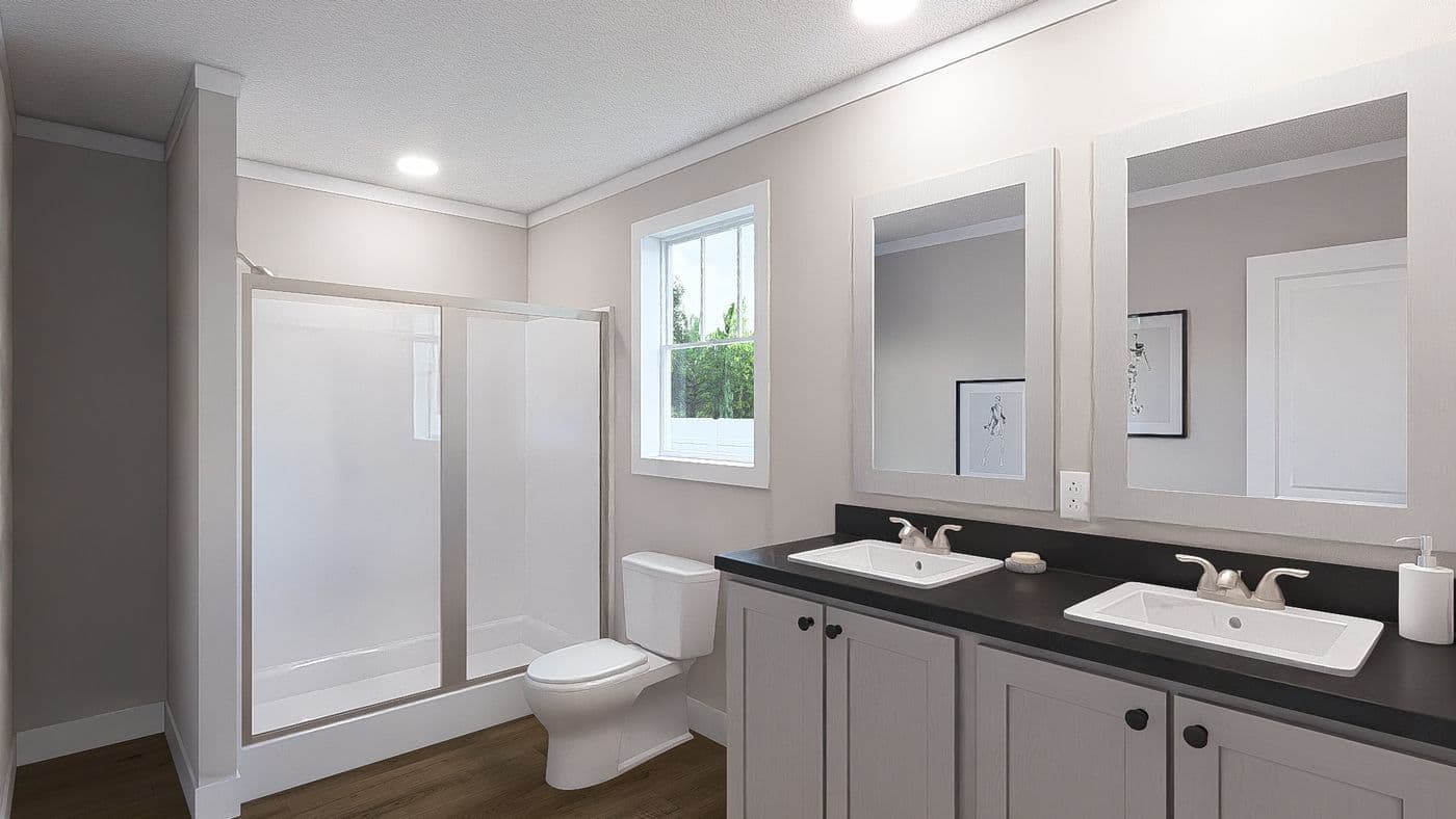 The UNDER PRESSURE Exterior. This Manufactured Mobile Home features 3 bedrooms and 2 baths.