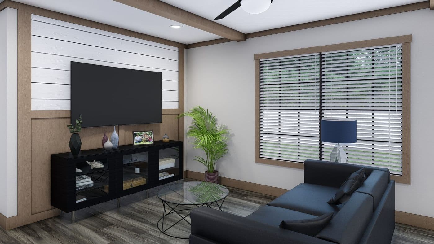 The THE ANGELINA Exterior. This Manufactured Mobile Home features 4 bedrooms and 2 baths.