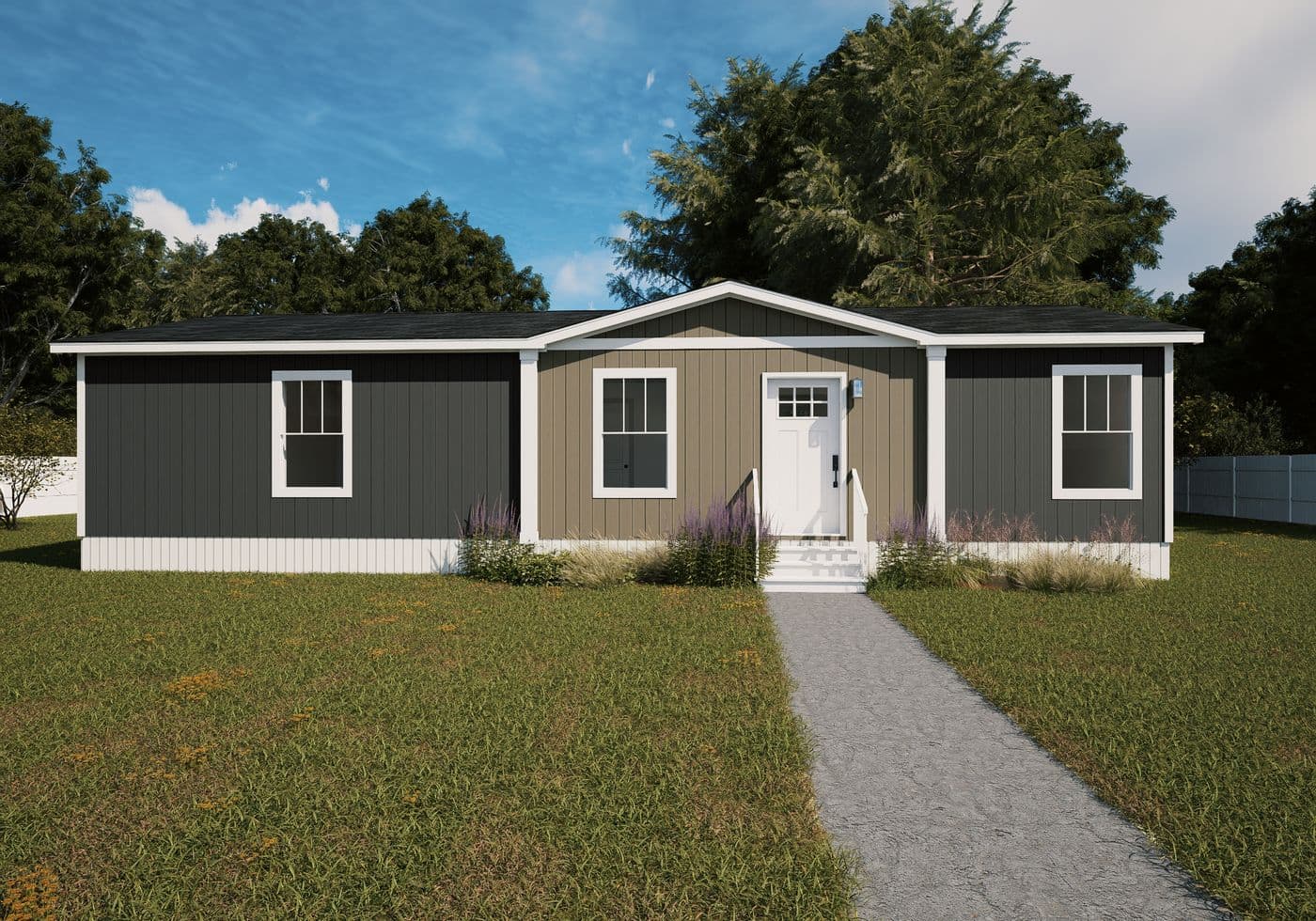 The ARIA Exterior. This Manufactured Mobile Home features 3 bedrooms and 2 baths.