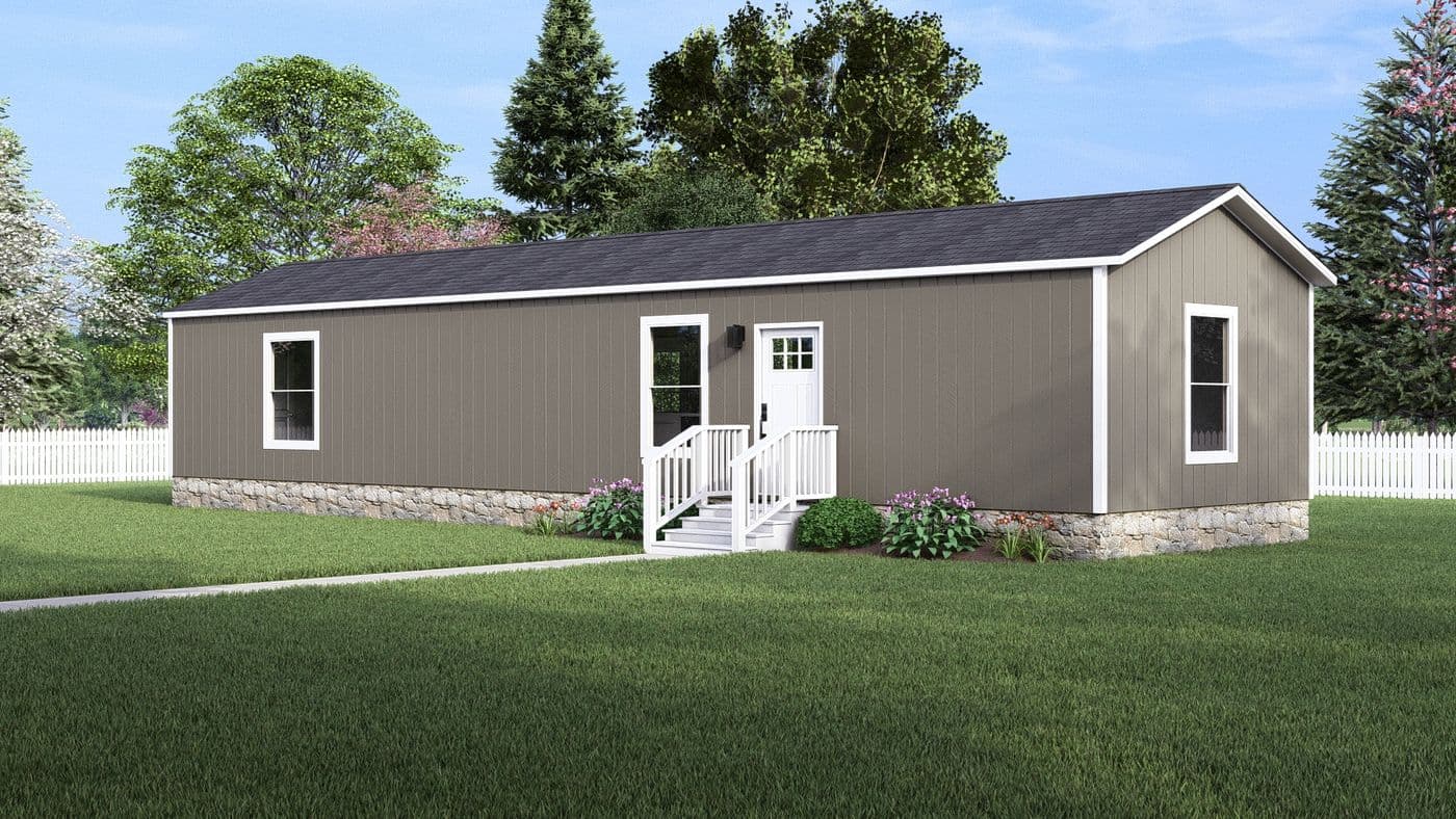 The LEWIS Exterior. This Manufactured Mobile Home features 2 bedrooms and 2 baths.