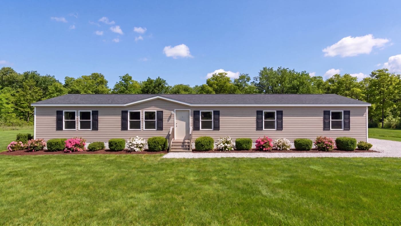 The REDWOOD Exterior. This Manufactured Mobile Home features 5 bedrooms and 3 baths.