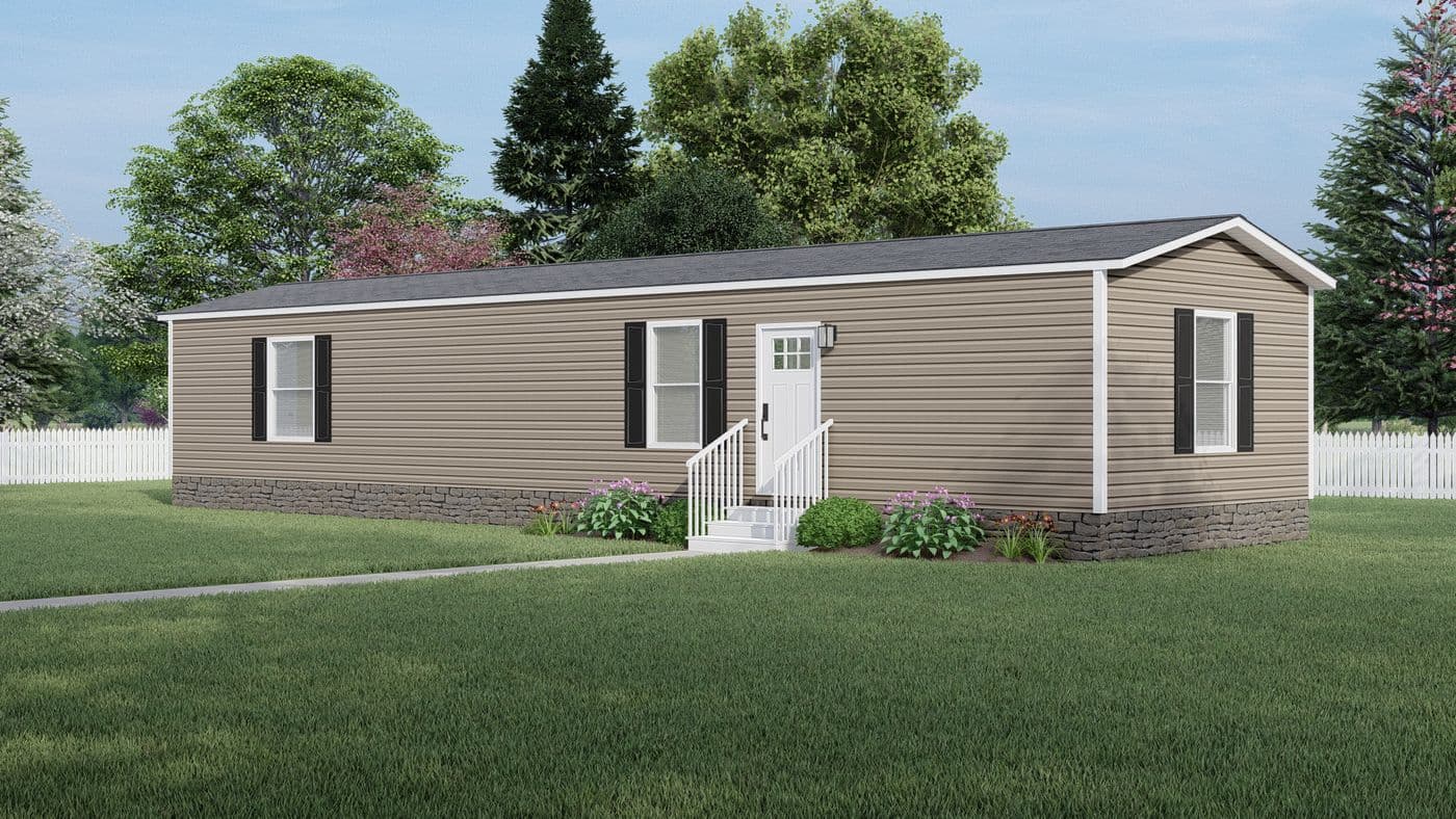 The LEWIS 16X56 Exterior. This Manufactured Mobile Home features 2 bedrooms and 2 baths.