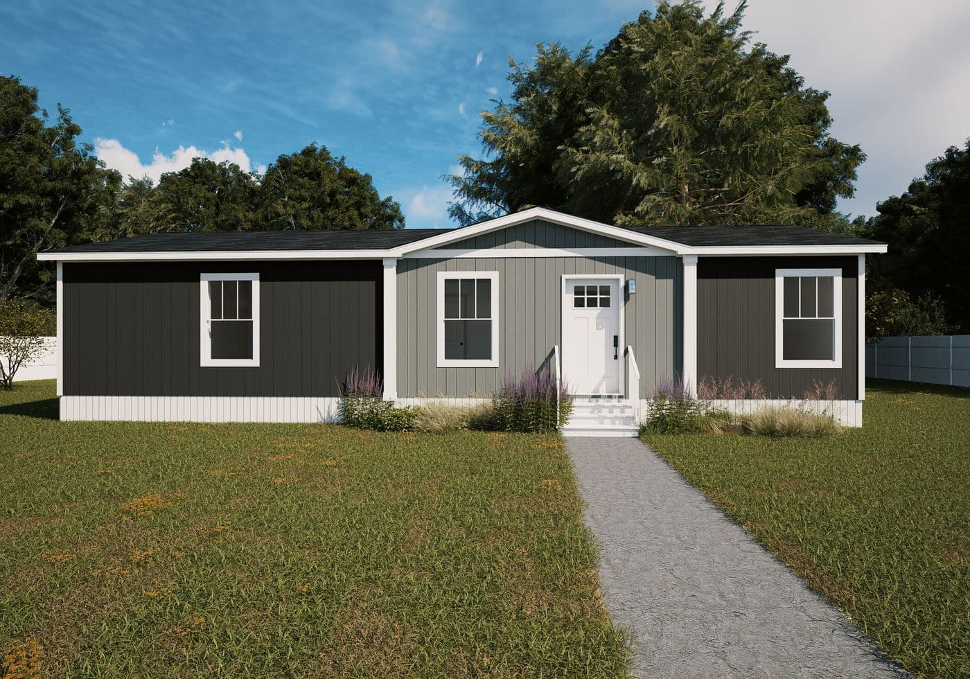 The ARIA Exterior. This Manufactured Mobile Home features 3 bedrooms and 2 baths.