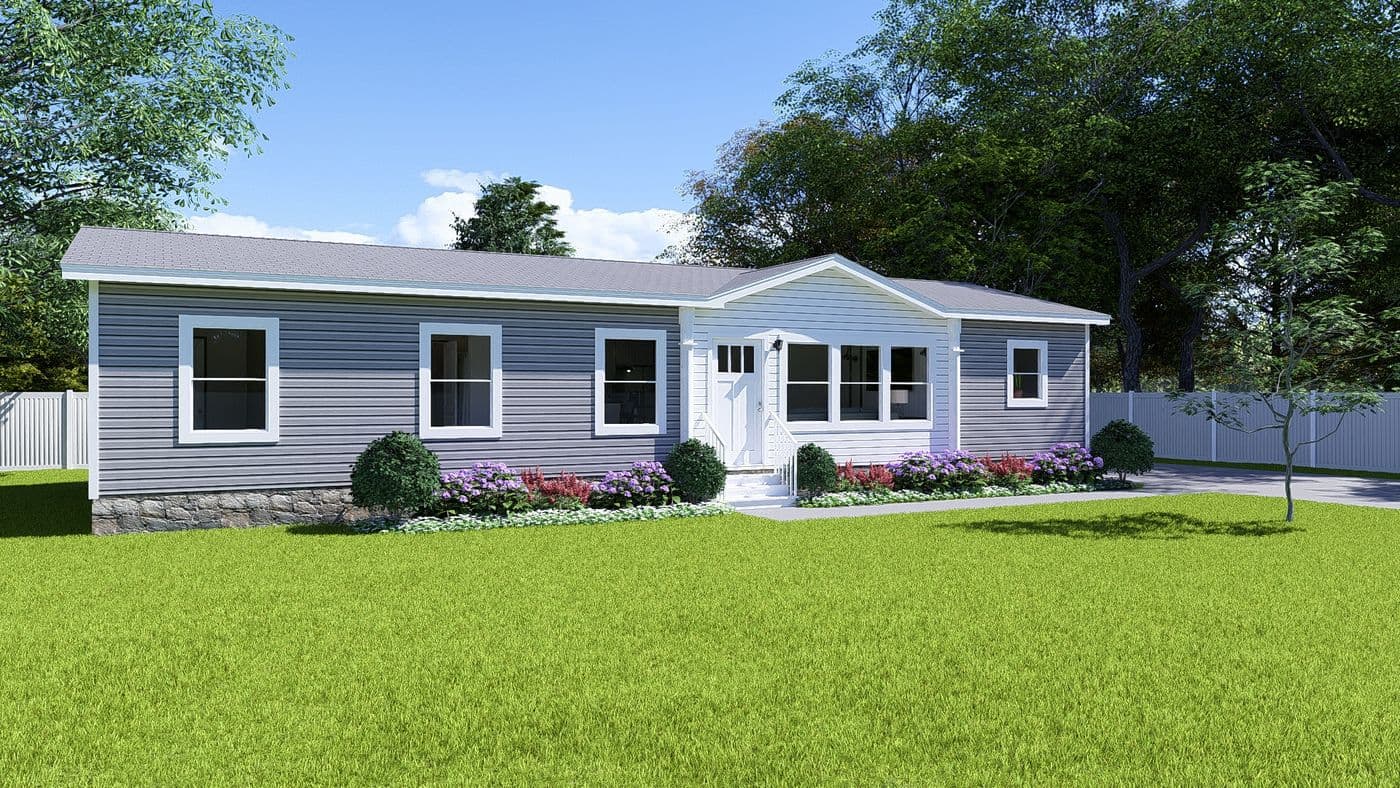 The ULTRA ISLAND BREEZE 56' Exterior. This Manufactured Mobile Home features 3 bedrooms and 2 baths.