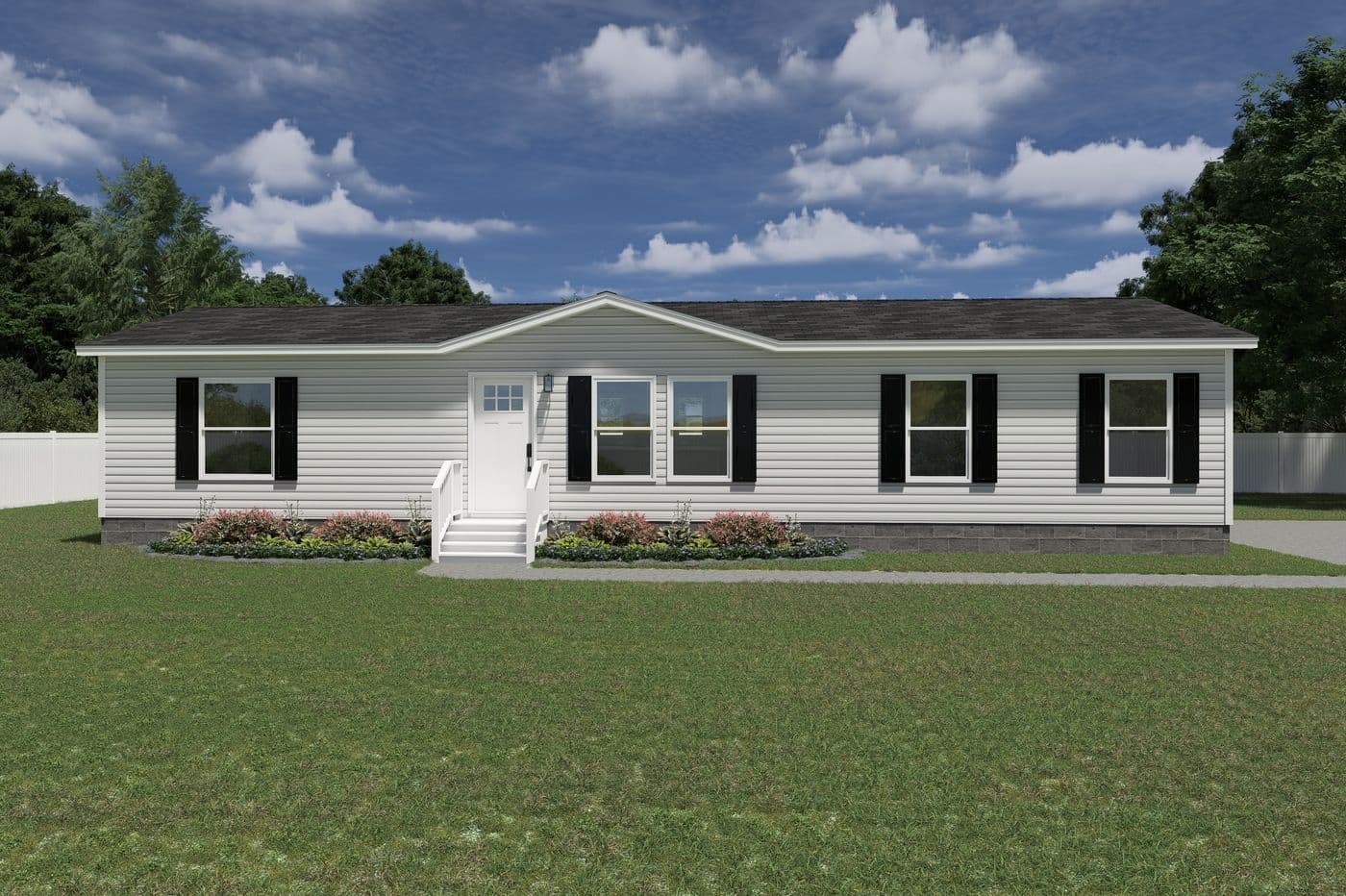 The EXPLORER Exterior. This Manufactured Mobile Home features 3 bedrooms and 2 baths.