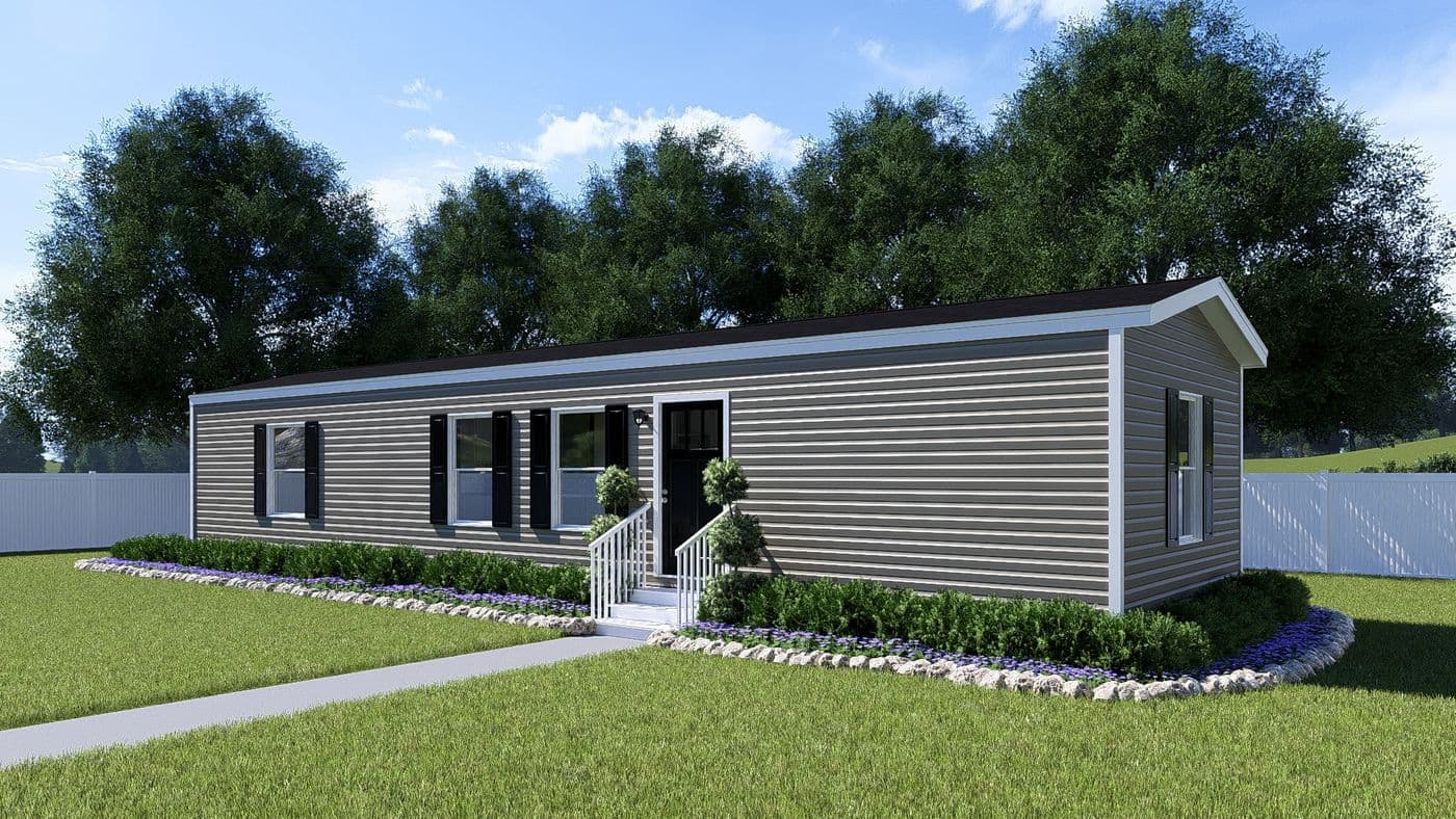 The SPIRIT Exterior. This Manufactured Mobile Home features 2 bedrooms and 2 baths.