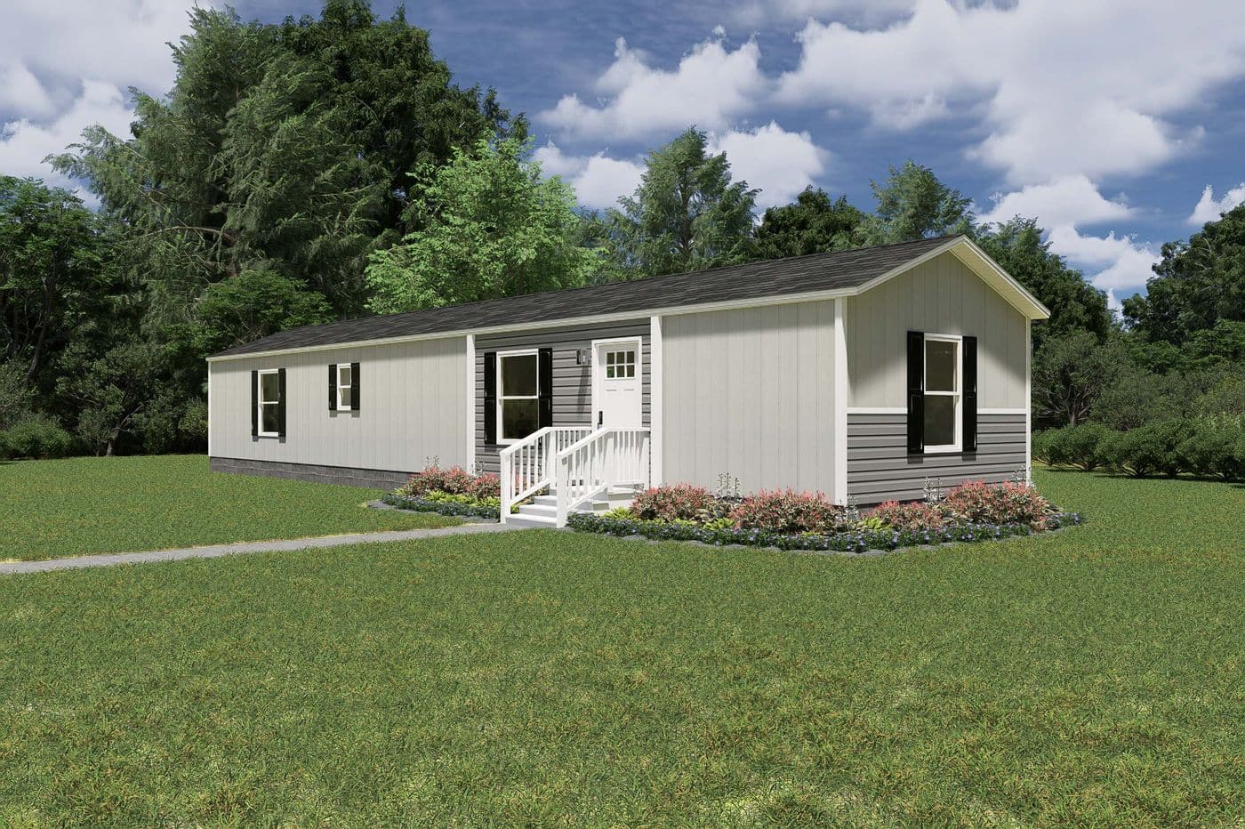 The TIDE Exterior. This Manufactured Mobile Home features 2 bedrooms and 2 baths.