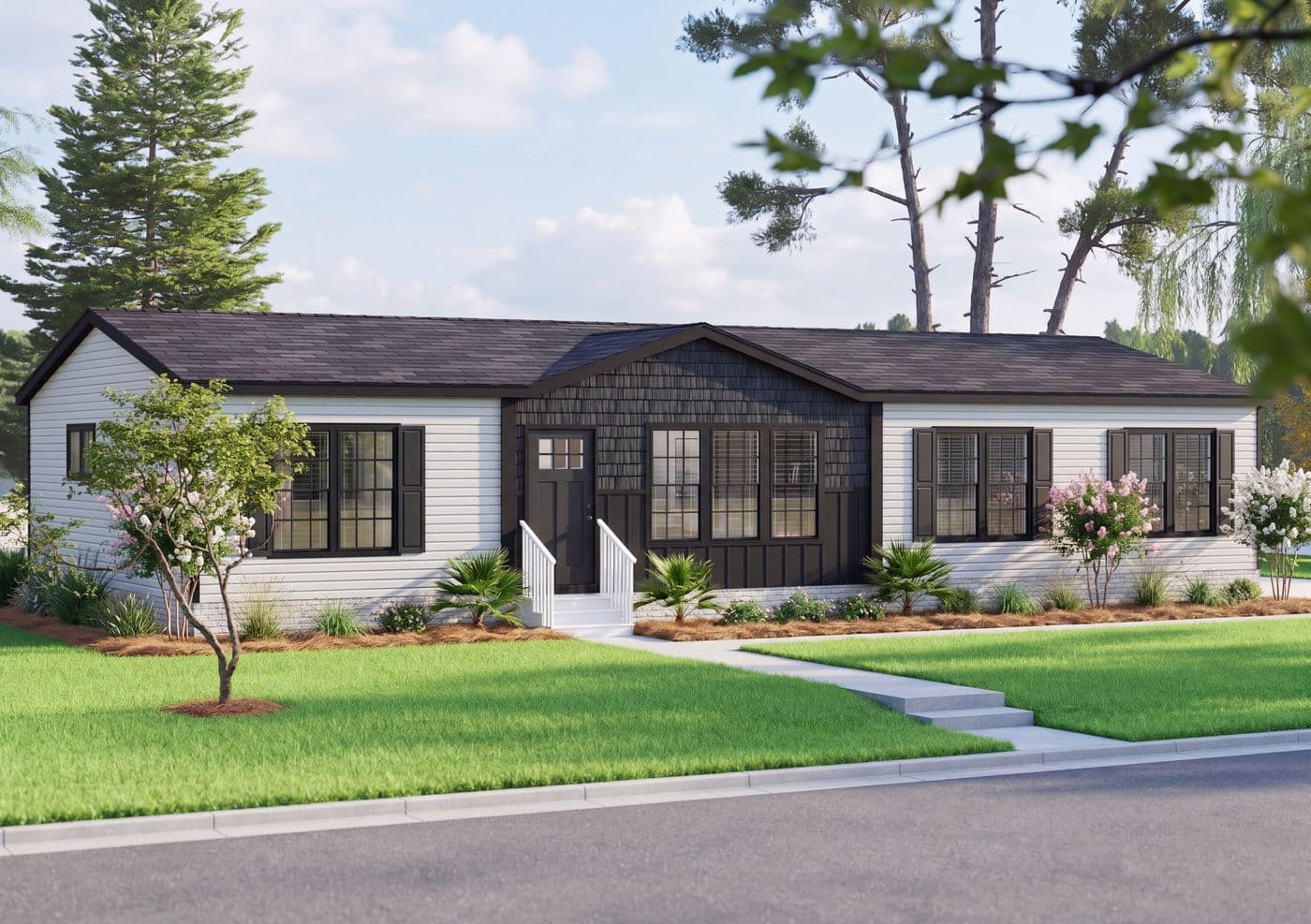 The THE ELITE Exterior. This Manufactured Mobile Home features 3 bedrooms and 2 baths.