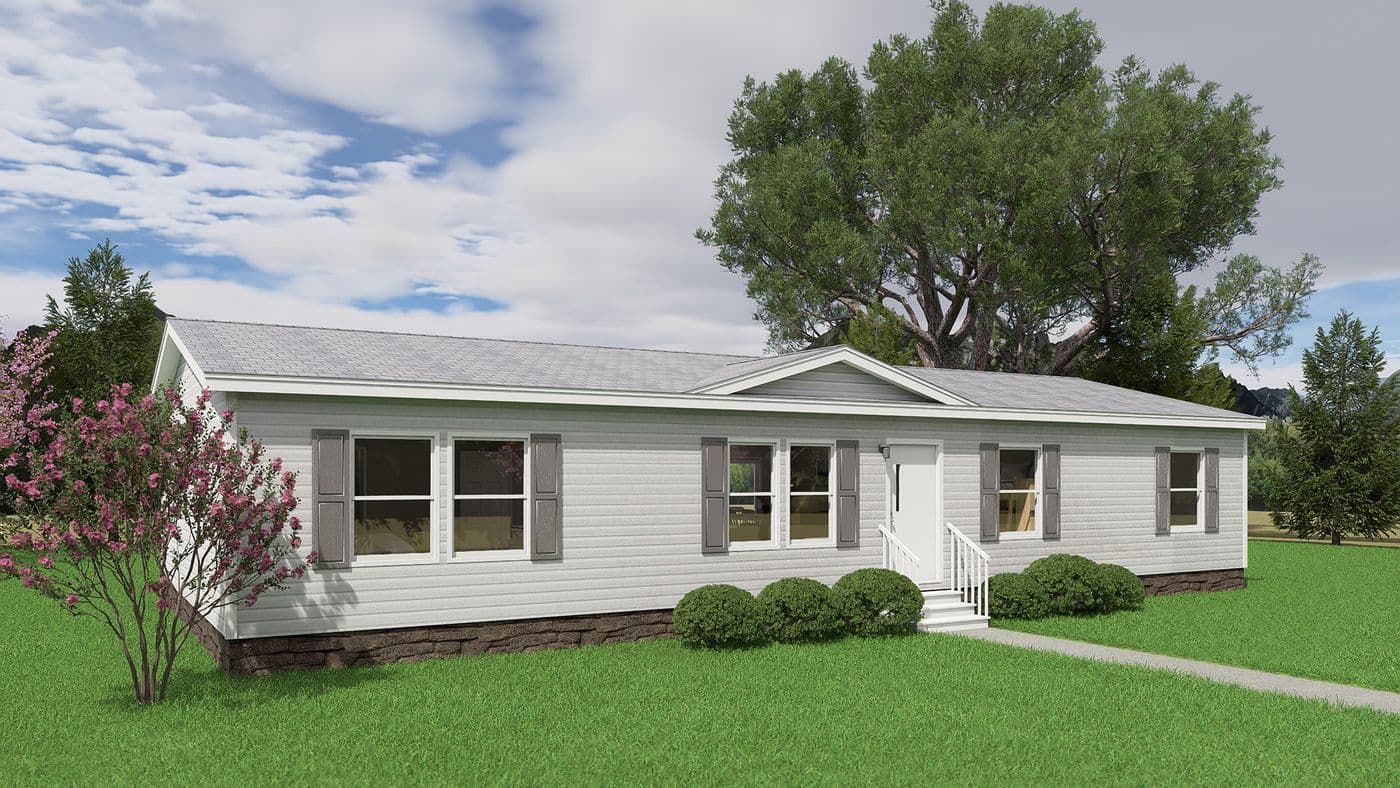The CEDAR Exterior. This Manufactured Mobile Home features 3 bedrooms and 2 baths.